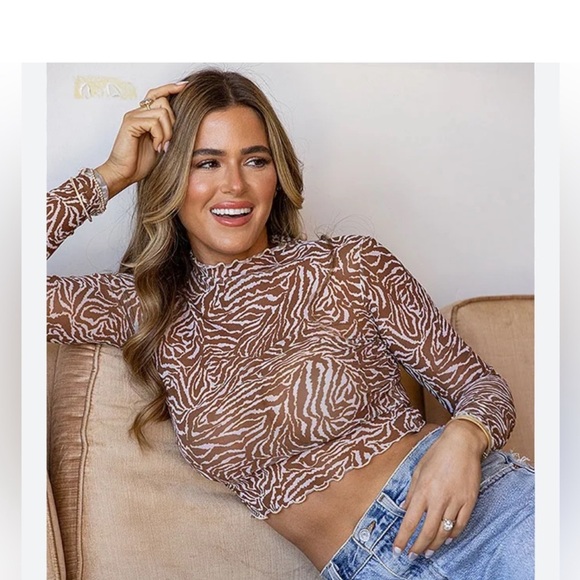 NWT RESA Ida mesh crop top in Dallas (animal print) - Small - Picture 1 of 4